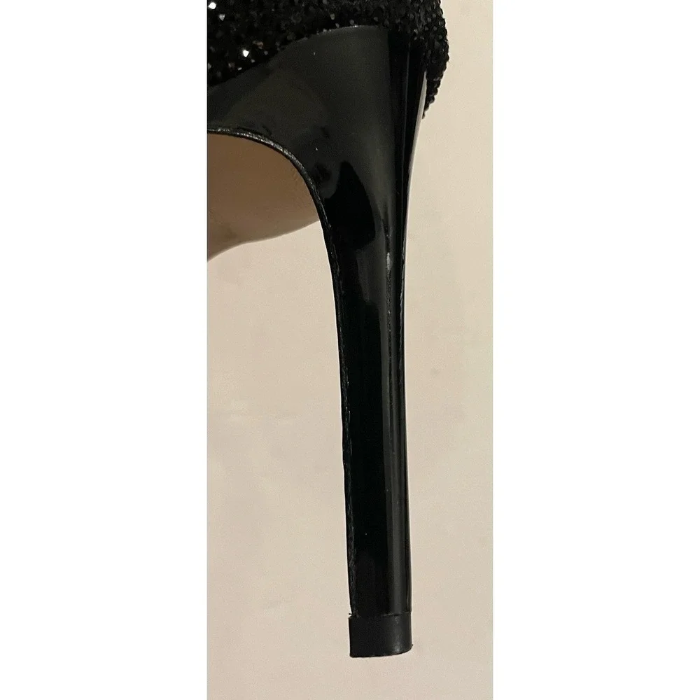 Gianni Bini Black Rhinestone Strappy Stiletto Heels 7.5 Evening Party Prom